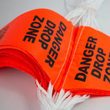 "DANGER DROP ZONE" Bunting Safety Flags on Rope - Orange